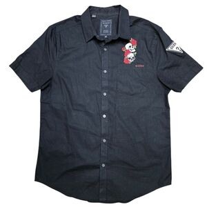 Guess Skull & Rose Button-Down Shirt Sz M